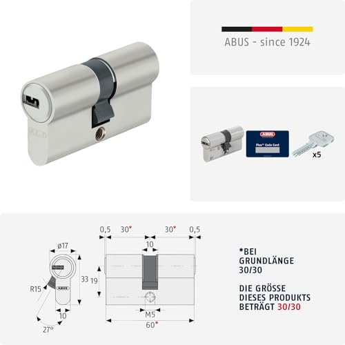 ABUS Profil-Zylinder D6XNP 30/30 mit Codekarte und 5 Schlüsseln, 48297 - 4