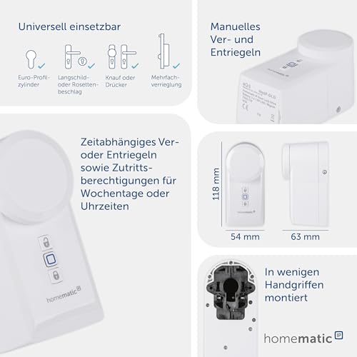 Homematic IP Smart Home Türschlossantrieb, elektronisches Türschloss, Smart Lock ohne Umbau, Türöffner per App, Alexa & Google Assistant, 154952A0 - 3